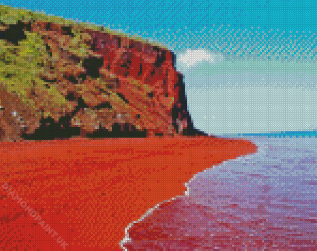 Santorini Red Beach Greece Diamond Painting