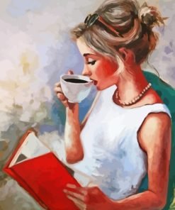 Woman Drinking Coffee Diamond Paintign