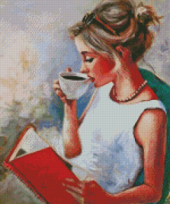 Woman Drinking Coffee Diamond Paintign