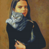 Young Lady And Cat Diamond Painting