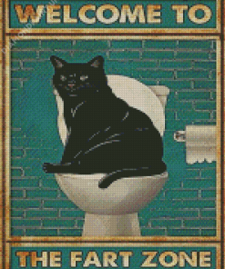 Cat On A Toilet Diamond Painting