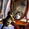 Cute Cat Looking At The Mirror Diamond Painting