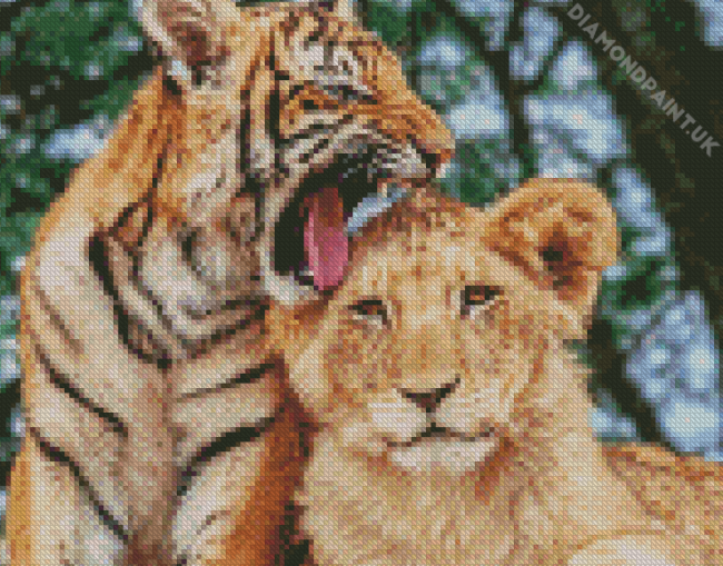 Lion And Tiger Cubs Animals Diamond Painting