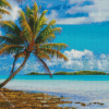 Polynesian Beach With Palms Seascape For Diamond Painting