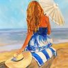 Aesthetic Girl Sitting On Beach Diamond Painting
