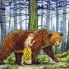 Girl With The Bear Walking In Jungle 5D Diamond Painting