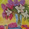 Lily Lilac Flowers In Vase 5D Diamond Painting