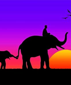 Black Elephants Silhouette 5D Diamond Painting