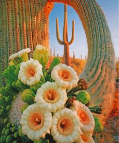 Blossom Saguaro Cactus Flowers Diamond Painting