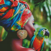 African Woman And Parrots Diamond Painting