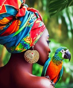 African Woman And Parrots Diamond Painting