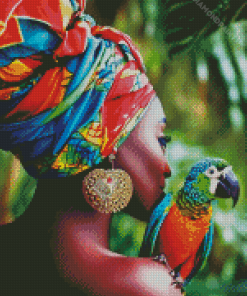 African Woman And Parrots Diamond Painting