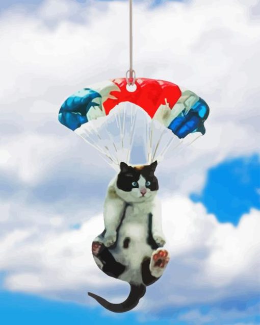 Cat Skydiving Diamond Painting