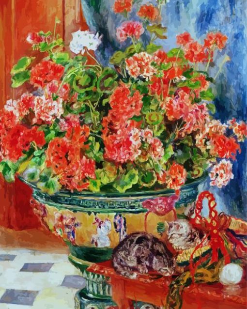 Geraniums and Cats Diamond Painting