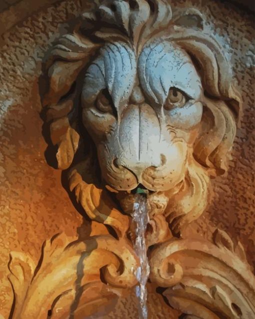 Lion Fountain Diamond Painting