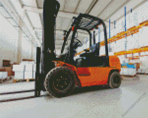 Orange Forklift Diamond Painting