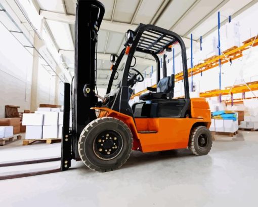 Orange Forklift Diamond Painting