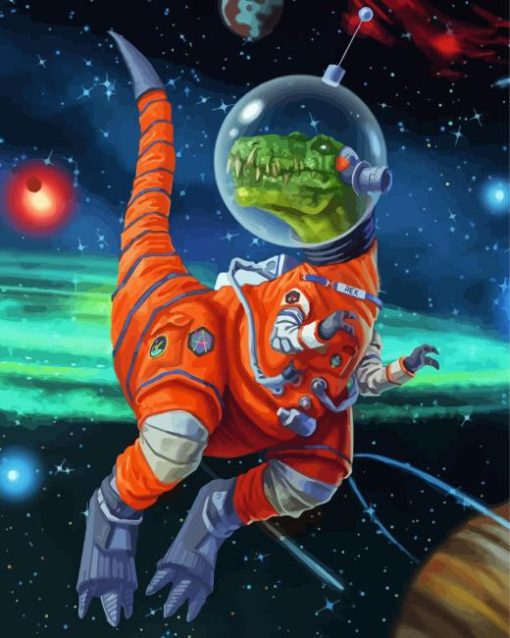 Space Astronaut Dinosaur Diamond Painting