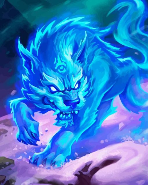 Blue Spirit Wolf Diamond Painting