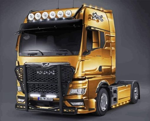 Golden Cool Man Truck Diamond Painting