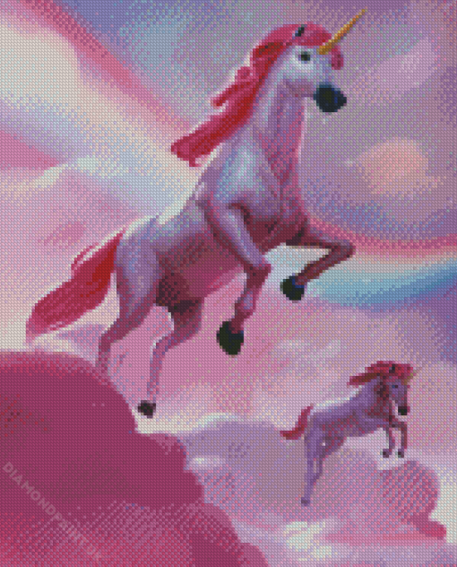 Pink Flying Unicorn Diamond Painting