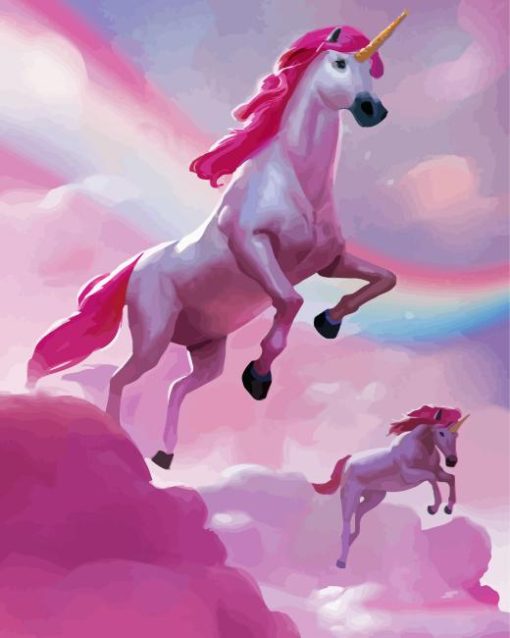 Pink Flying Unicorn Diamond Painting