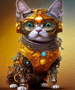 Steampunk Kitty With Glasses Diamond Painting