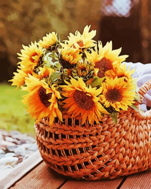 Sunflowers In Basket Diamond Painting