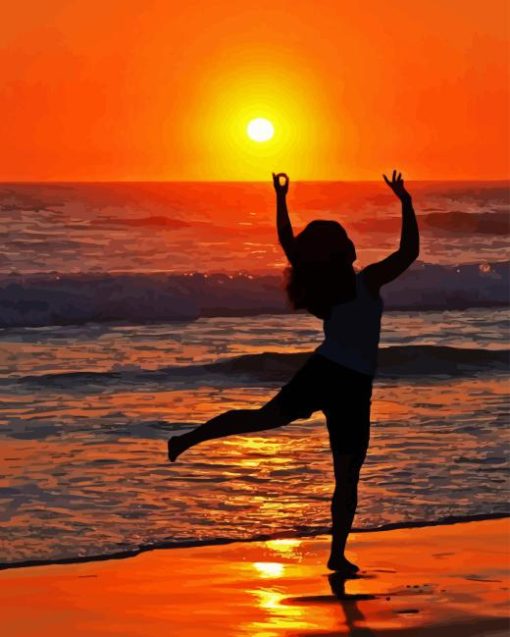 Woman Dancing At The Beach Diamond Painting