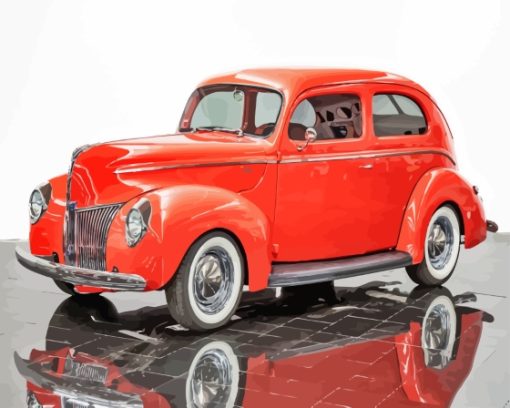 1940 Ford Red Car Diamond Painting