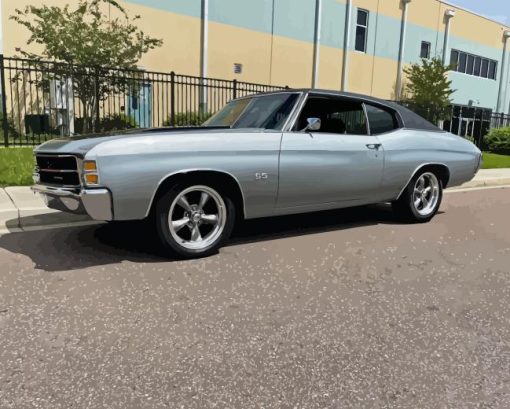 1971 Chevelle Grey Car Diamond Painting