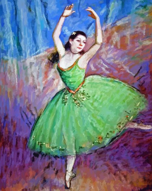 Ballerina In Green Art Diamond Painting