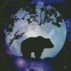 Bear And Moon Silhouette Diamond Painting