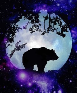 Bear And Moon Silhouette Diamond Painting