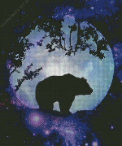 Bear And Moon Silhouette Diamond Painting