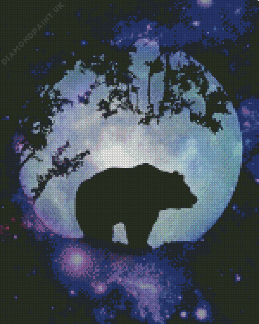 Bear And Moon Silhouette Diamond Painting