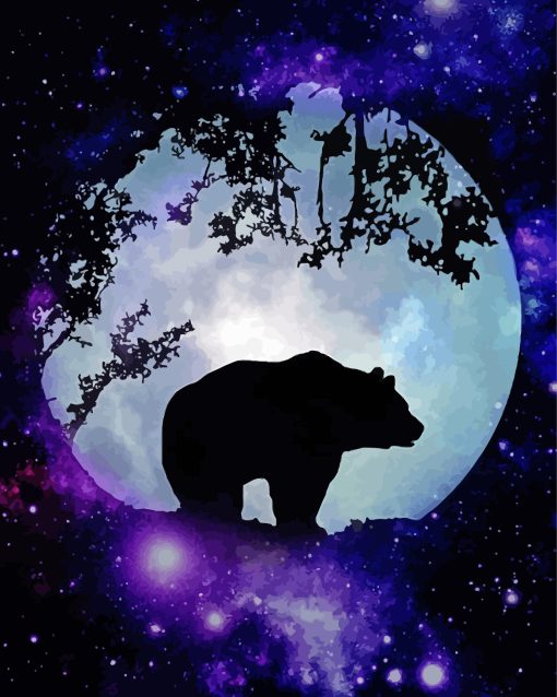 Bear And Moon Silhouette Diamond Painting