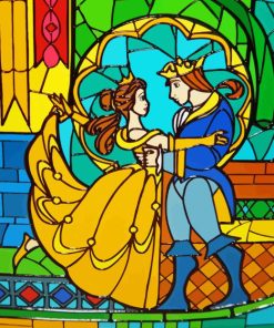 Beauty And The Beast Stained Glass Diamond Painting