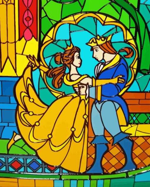 Beauty And The Beast Stained Glass Diamond Painting