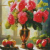 Begonias Vase And Apples Diamond Painting