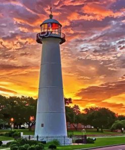 Biloxi Lighthouse Sundown Diamond Painting