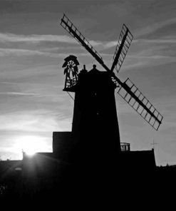 Black And White Cley Windmill Diamond Painting