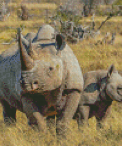 Black Rhino Diamond Painting