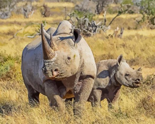 Black Rhino Diamond Painting