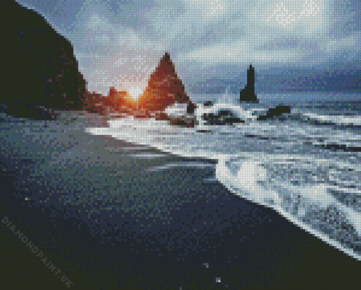 Black Sand Beach Diamond Painting