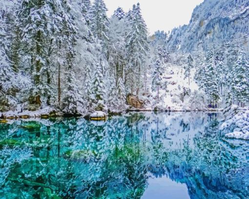 Blue Lake Blausee In Switzerland Diamond Painting