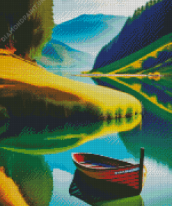 Boat By The Lake Diamond Painting