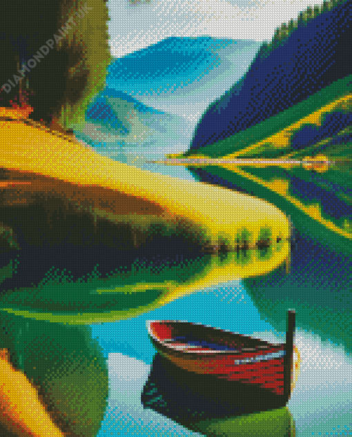 Boat By The Lake Diamond Painting