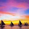 Boats In Sunset Diamond Painting