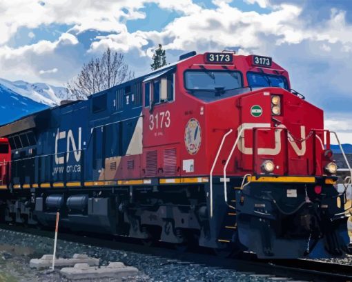 CN Rail With Mountain View Diamond Painting